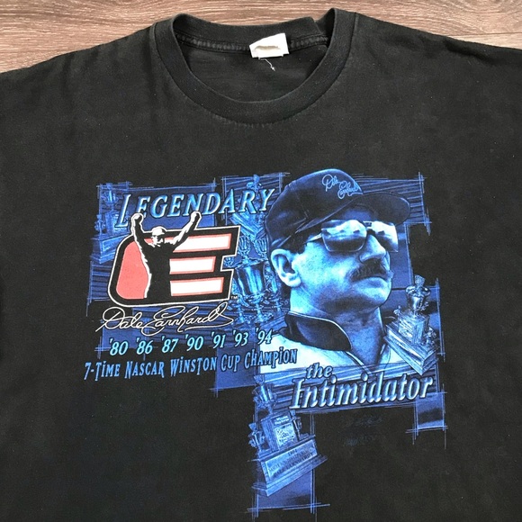 Chase Authentics Legendary Dale Earnhardt The Intimidator Mens Vintage Black Tee - Picture 3 of 9